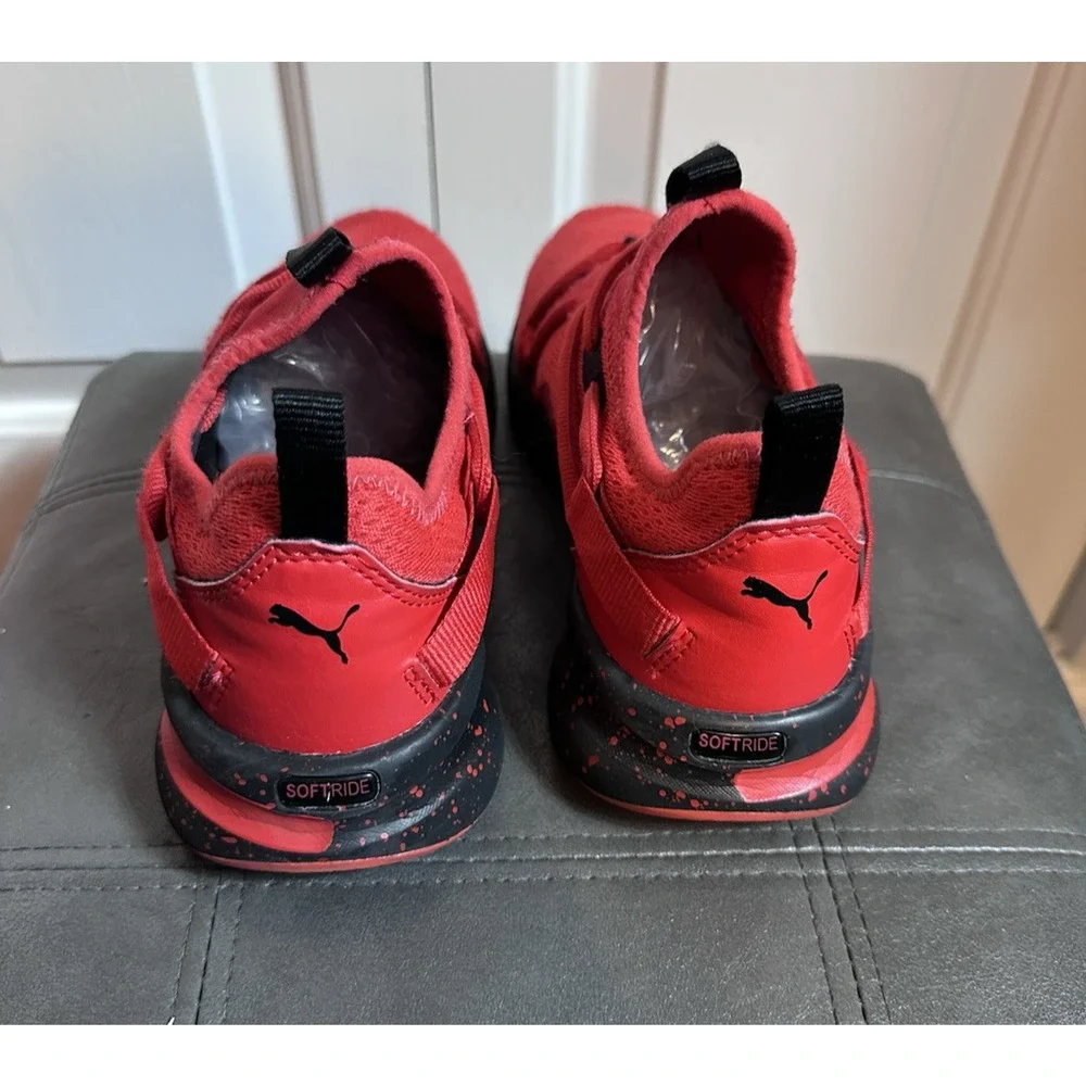 Kids Shoes Puma Softride Red Size 3.5Y Sneakers Pull On Soft Foam Athletic Youth